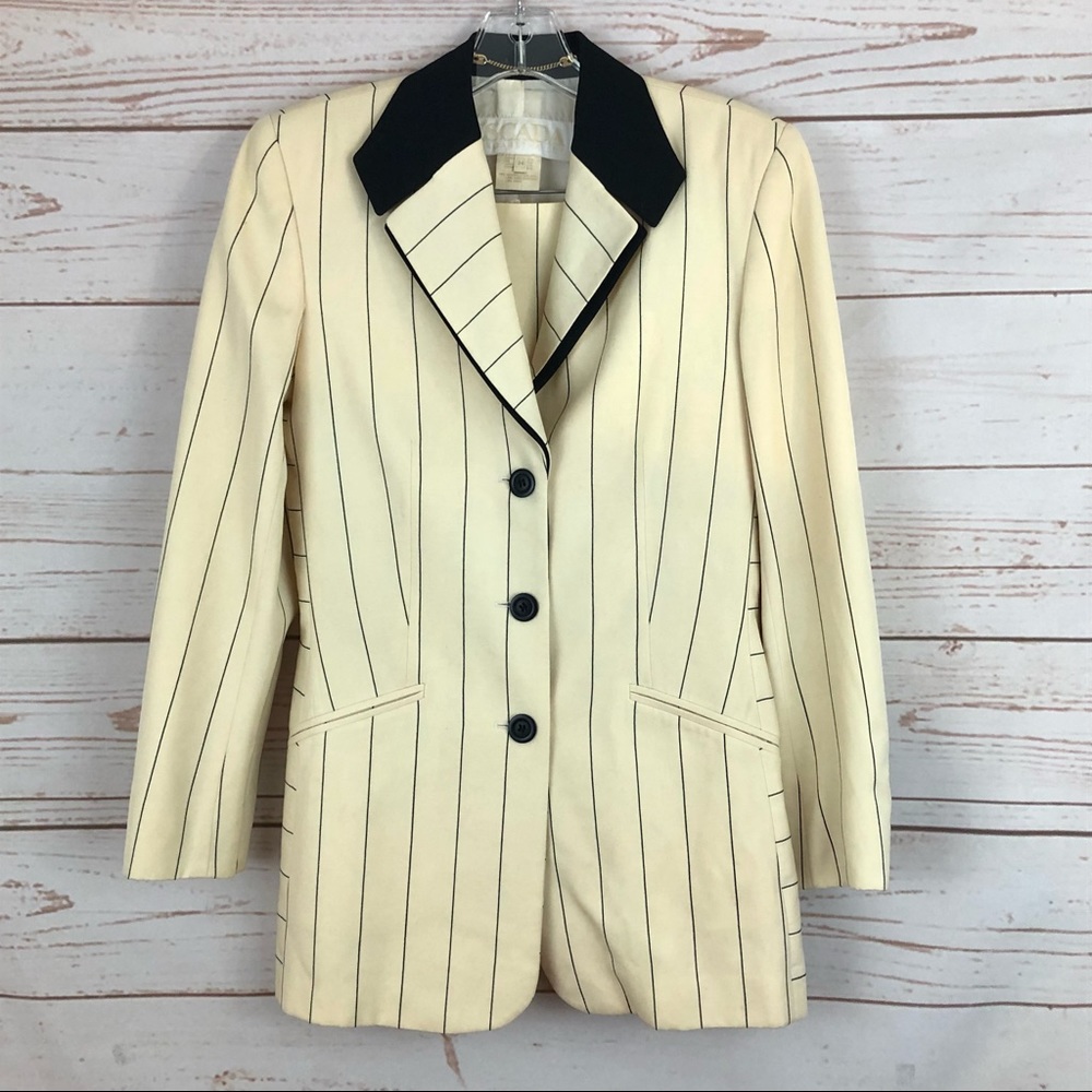 Vintage Escada Pinstriped Business Blazer Skirt Suit - Picture 10 of 15